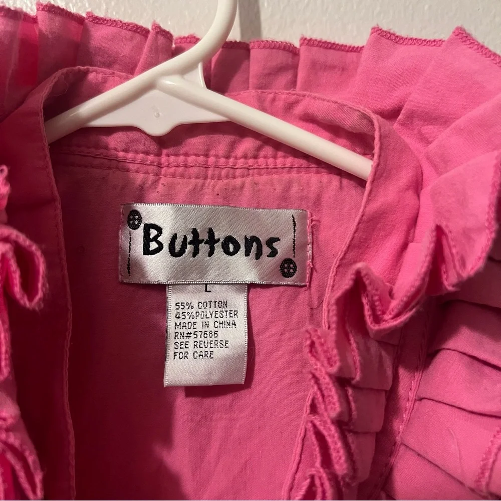 Buttons Pink Ruffled Top - Picture 3 of 9